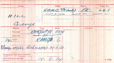 George's Medal Record Card - Campaign Medals