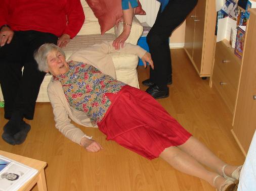 Daisy drunk on the floor